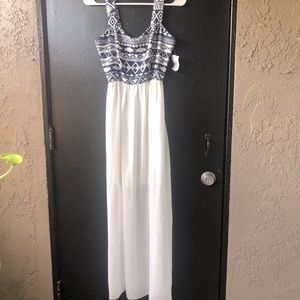 Navy Blue and White Dress